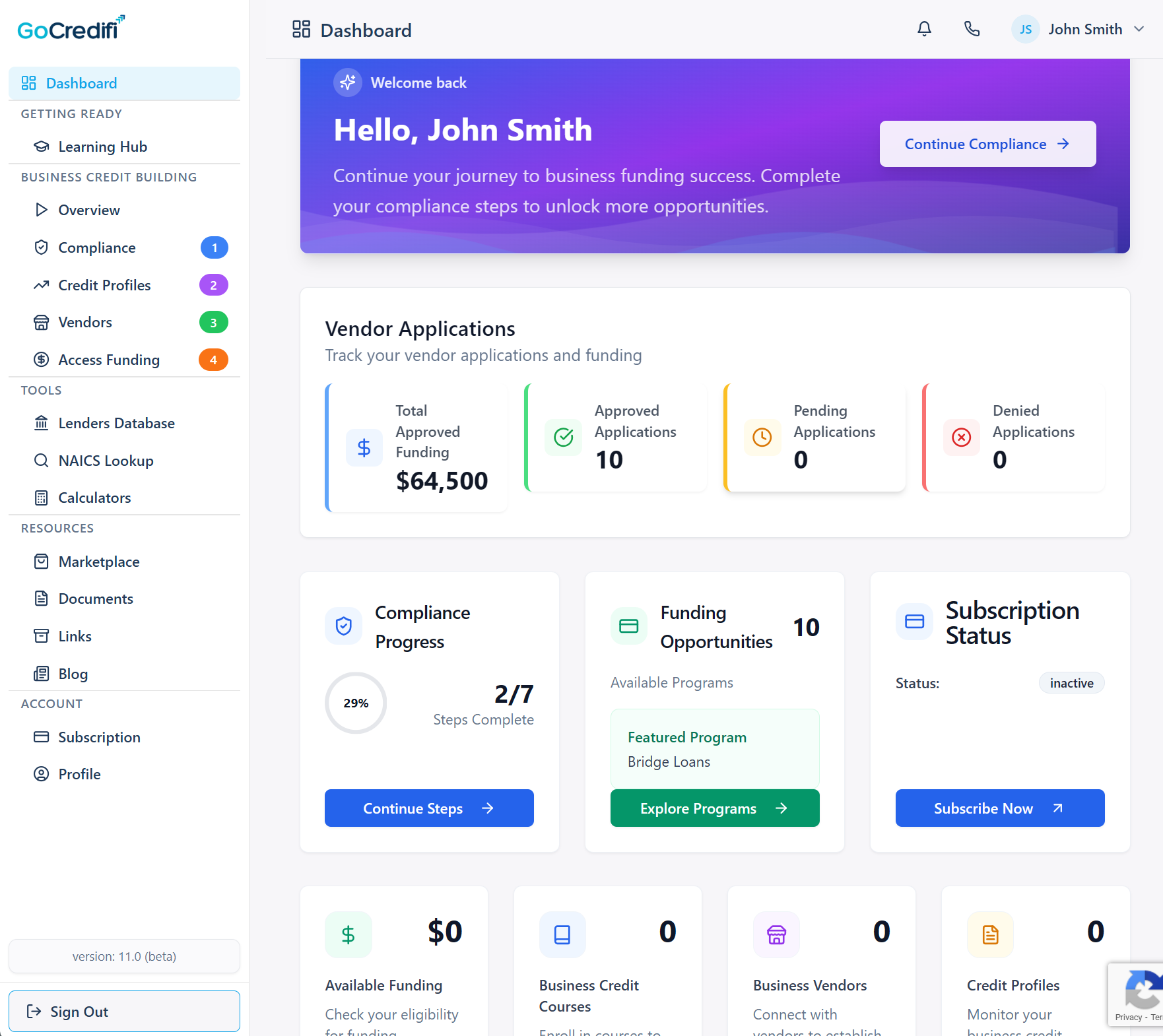 GoCredifi Platform Dashboard